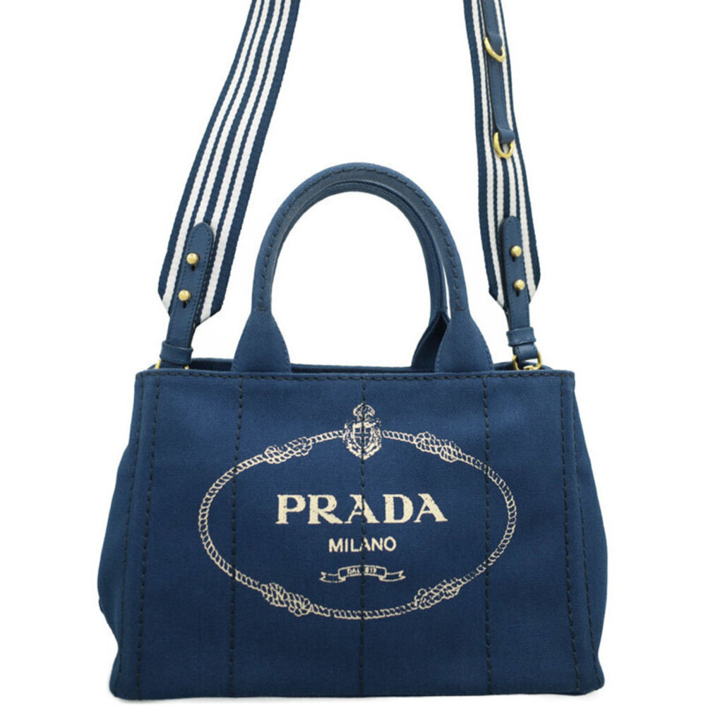 Prada Blue Denim Tote Canvas 2way Bag Canapa - Picture 2 of 9